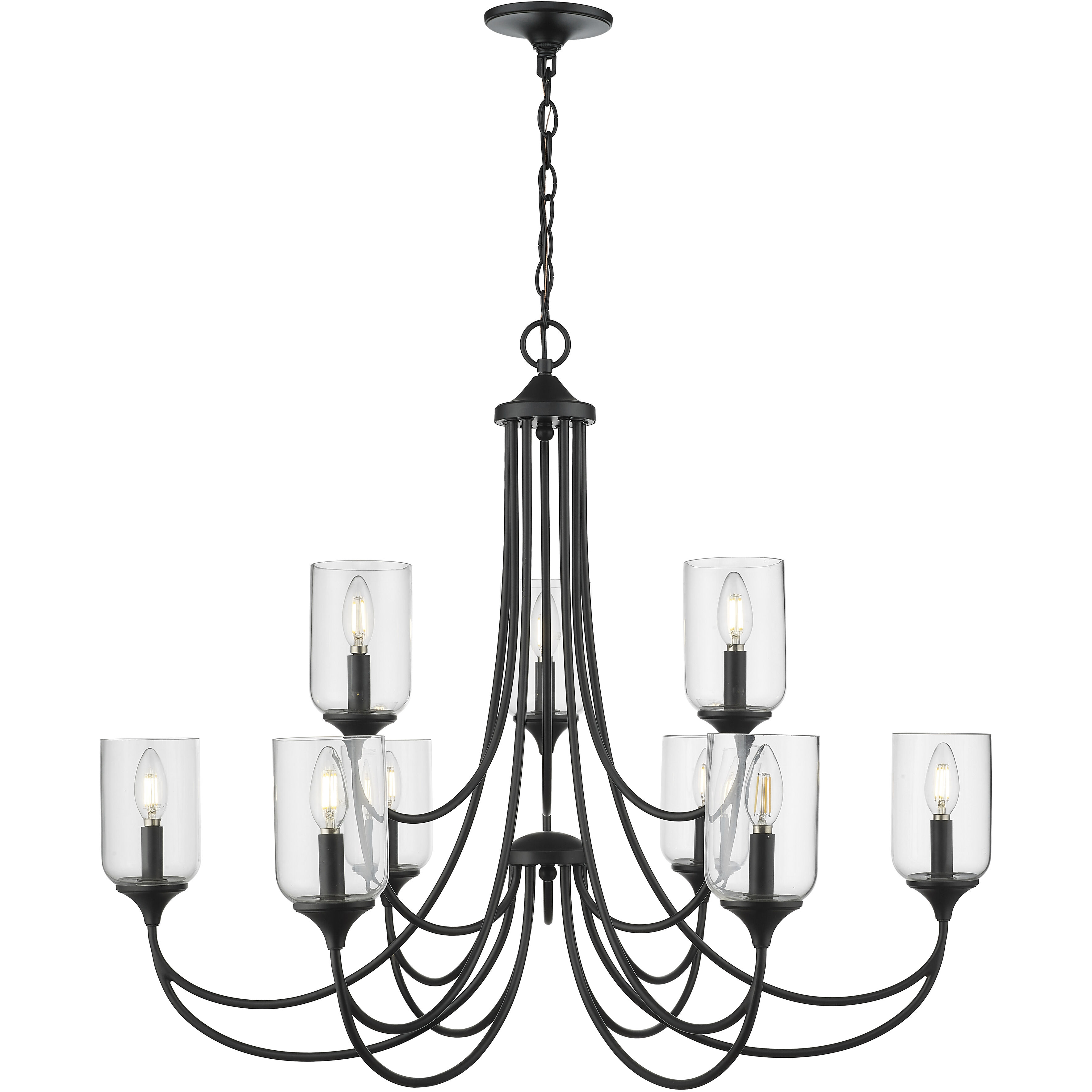 Waddingham 9 Light 35.5 inch Matte Black Chandelier Ceiling Light